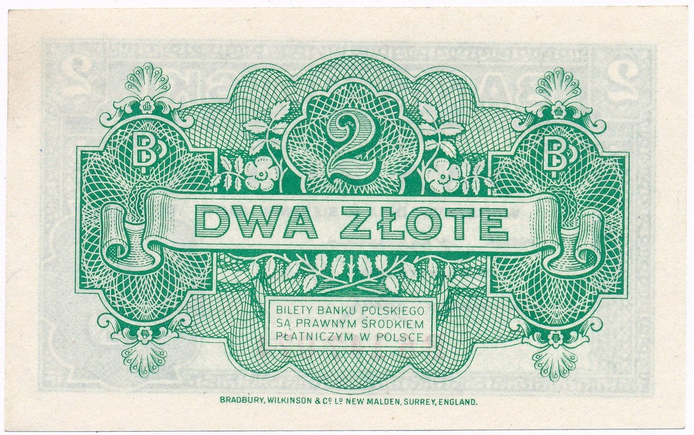 Banknot. 2 złote 1939 seria B UNC